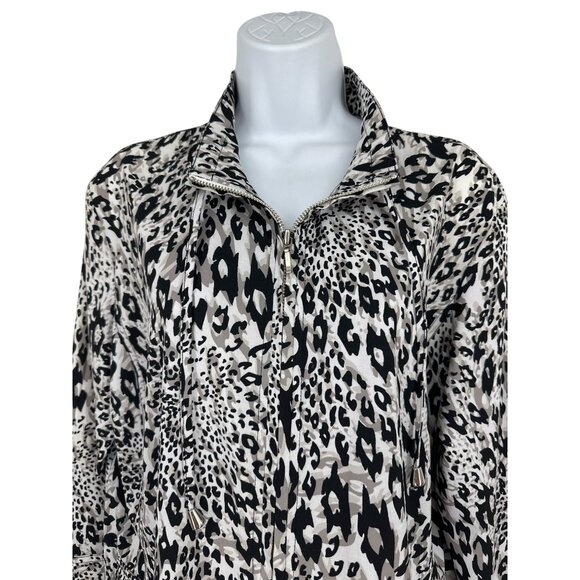 Chicos Additions Leopard Print Zip Lightweight Half Sleeve Jacket Size 2 US L - Picture 2 of 8